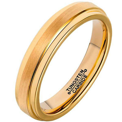 网红New Arrival 4mm Width Gold Color Tungsten Ring for Men W