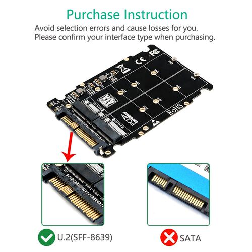 M.2 SSD to .2 Adapter 2in1 M.2 NVMe and SATA-Bus NGFF SSD to