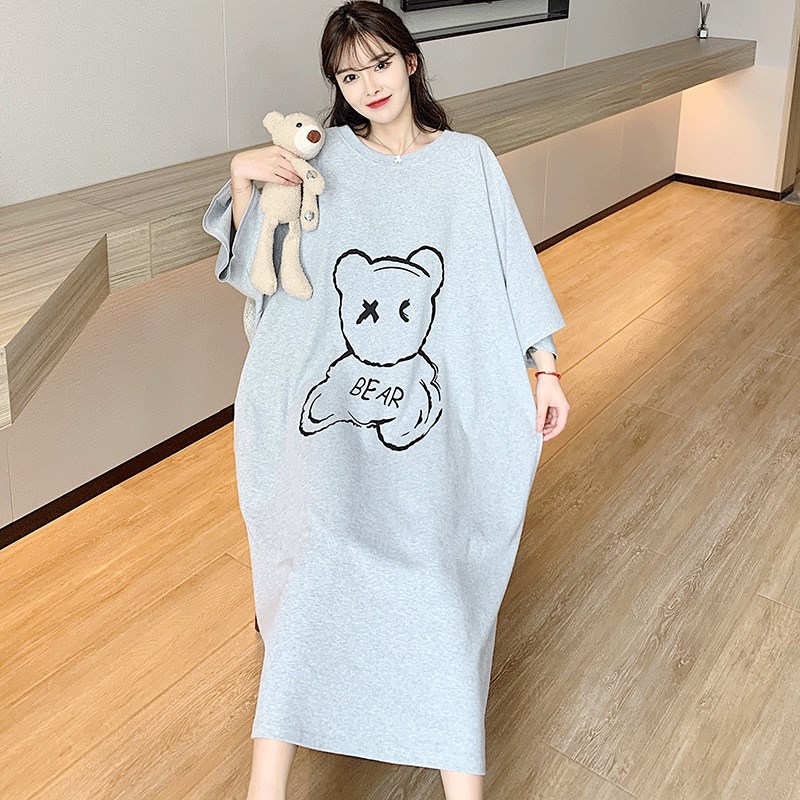 大码睡衣女夏220斤卡通孕妇睡裙超大码300斤休闲可出门家居服
