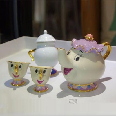 Cute Cartoon Beauty And The Beast Coffee Tea Set Mug Mrs Pot
