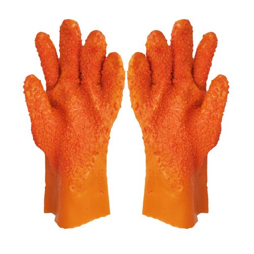 棉毛浸塑手套耐油耐酸碱工业手套PVC浸胶颗粒止滑防油劳保手套