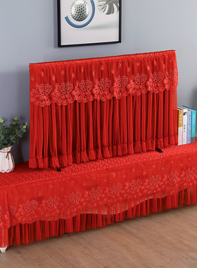 电视机防尘罩新款蕾丝大红色结婚台式挂式55寸65寸液Y晶电视布盖