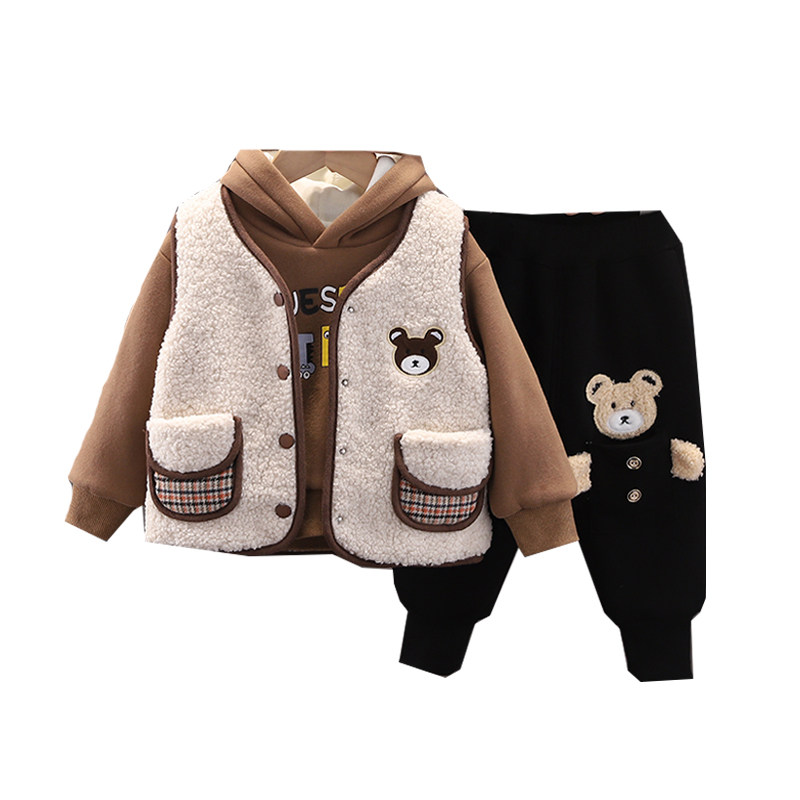 男童装卫衣0套装1-2一4周岁x3男宝宝冬装加绒加厚马甲三件套婴幼