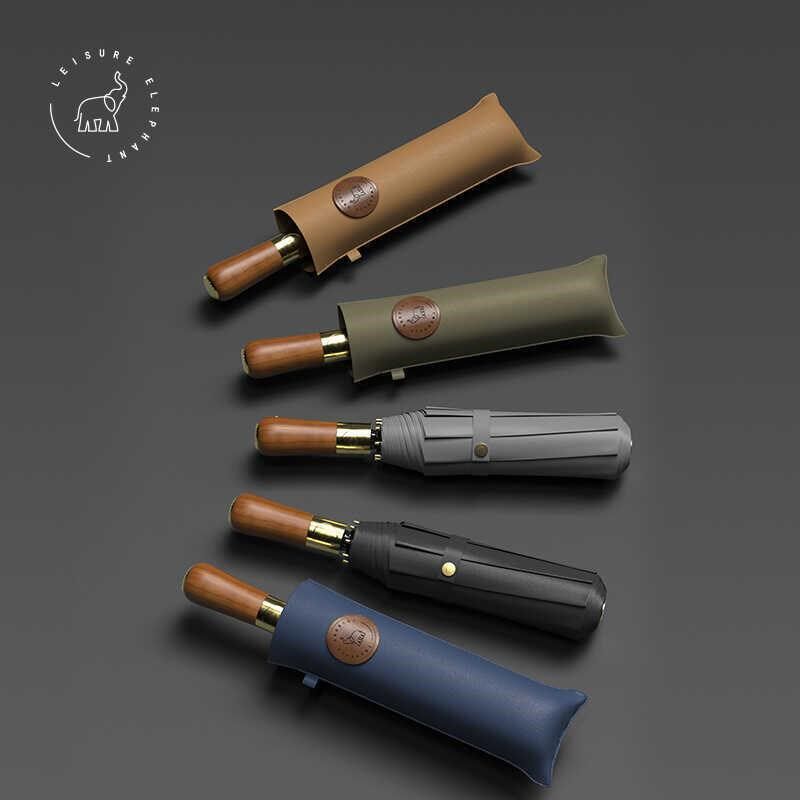 德国高端全自动一键开合复古木柄女收缩抗风加固结实男士商务雨伞