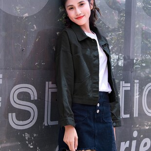 秋装新款大码胖mm糖果色牛仔外套女学生休闲短款夹克矮个子上衣春