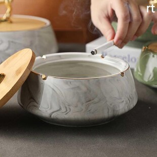 烟灰缸高级感创意大个性理石潮流家用轻奢办公室客厅陶瓷烟缸新品