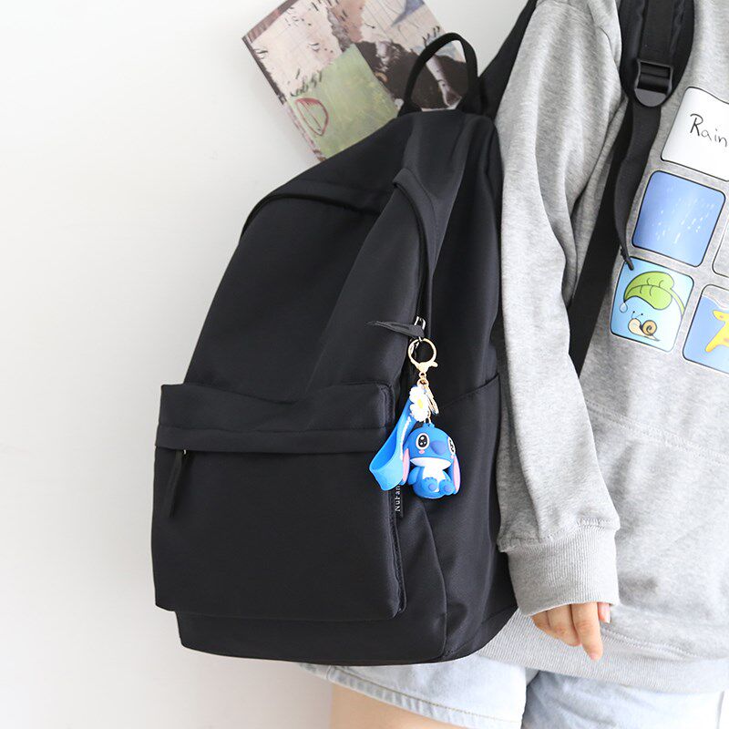 百搭纯色大容量背包男双肩包黑色书包女大学生背包女双肩大小款