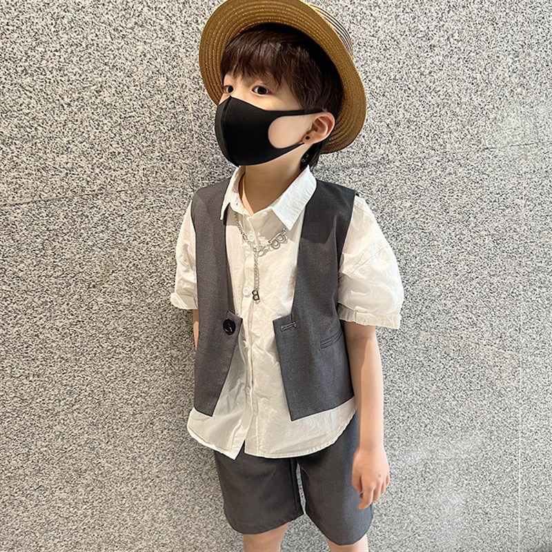 男童西装马甲套装洋气宝宝夏装韩版帅气儿童花童小礼服走秀演出服
