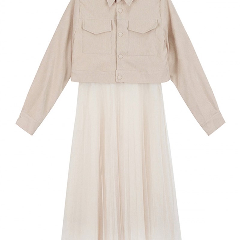 时尚洋气套装裙子2021春秋新款很仙的网红小个子吊带连衣裙两件套