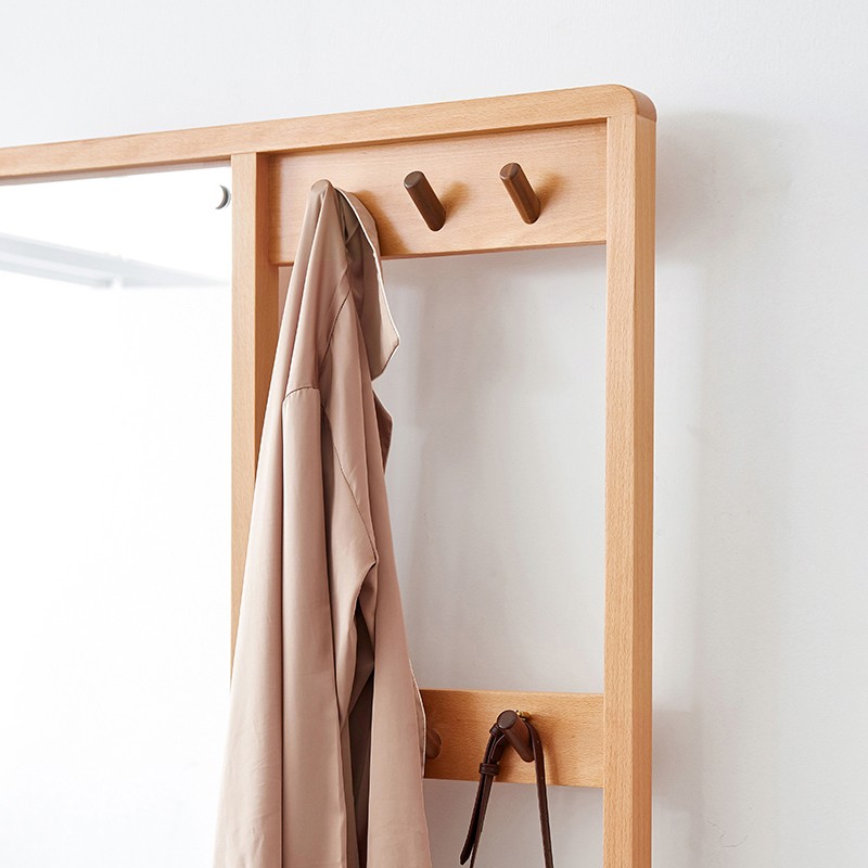 全实木换鞋凳门口穿鞋凳衣帽架一体入户坐凳镜子挂衣架鞋凳鞋架