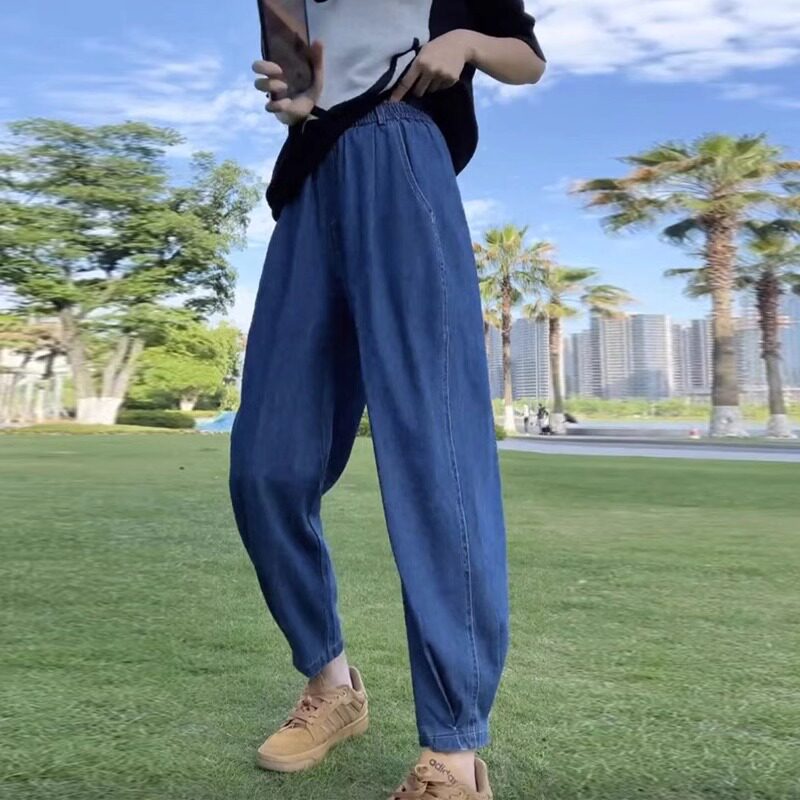 阔腿牛仔裤女夏季薄款2023年新款高腰显瘦直筒宽松小个子九分裤