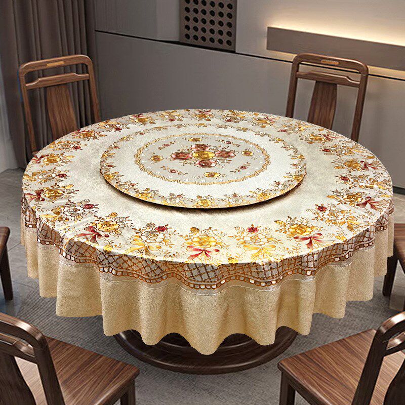 新中式圆形餐桌布加厚pvc防水防油防烫台布免洗饭店大圆桌餐桌布,居家布艺,桌布,淘宝优惠券,粉丝福利购,淘宝优惠卷
