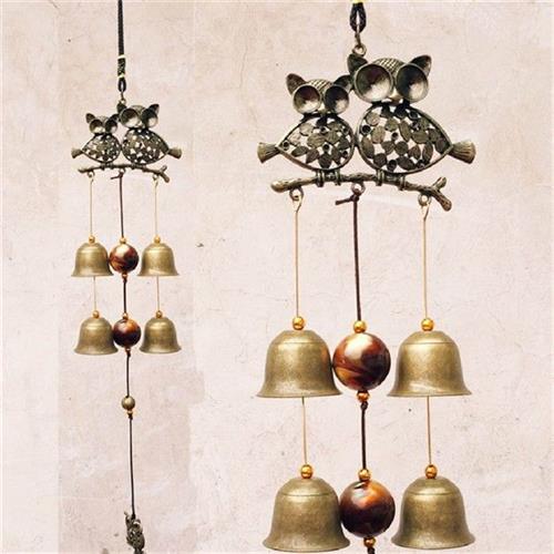 c Rrtro Owl Wind Chime  ueabBle CopperDAlloy Hanging Win 宠物/宠物食品及用品 鸟用放飞绳 原图主图