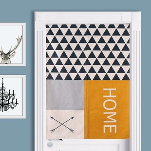 120cm 来图定制85 几何北欧现代棉麻门帘玄关帘风水帘客厅装 饰帘