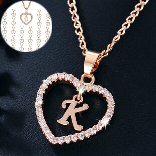 Name Womens Necklace Jewelry Pendant 新品 Heart Initials