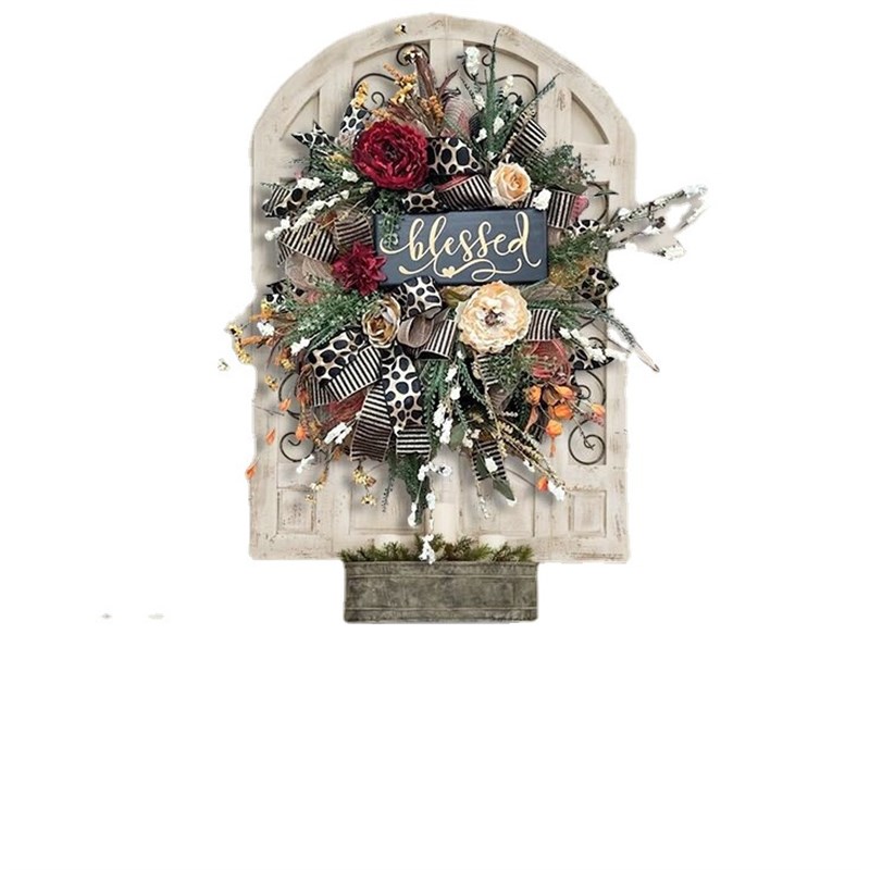 跨境爆款Fall Cheetah Wreath秋N季豹纹花环场景布置道具