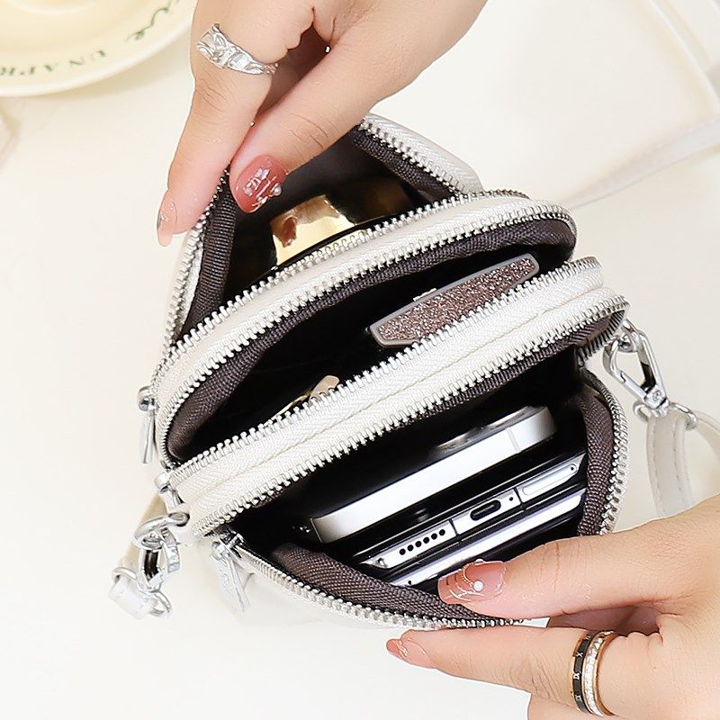 手机包女斜挎迷你小包高级感多口袋韩版时尚简约手机袋单肩斜挎包