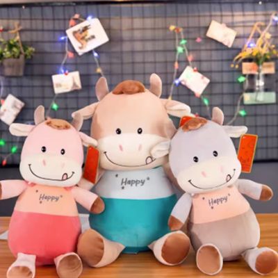 新品Cute cow plush toy doll pillow doll couple calf doll chi