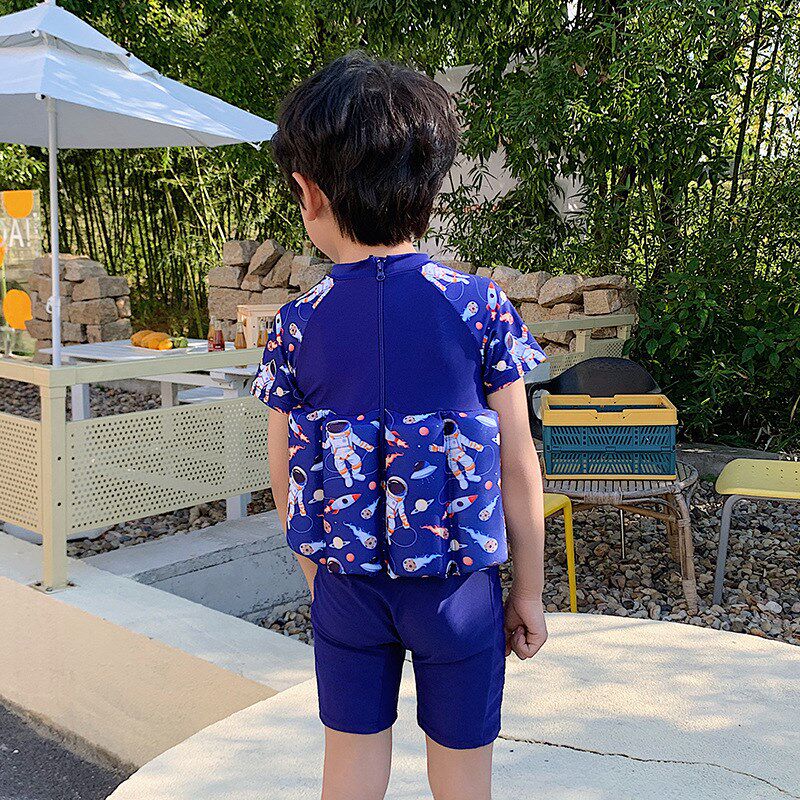儿童浮力泳衣男宝速干连体游泳训练套装婴幼儿新款太空人漂浮衣