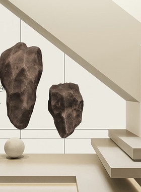 空中造景悬浮石酒吧会所吊饰摆件假石头夹缝装饰玻璃钢仿真大石头