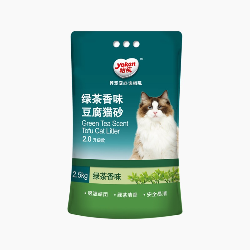 波奇网怡亲绿茶豆腐猫砂除臭低尘猫沙快结团活性炭猫砂包邮10公斤