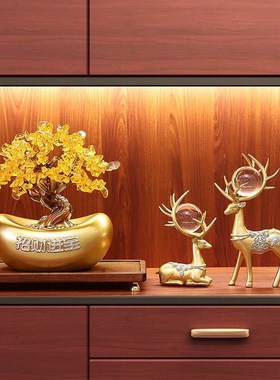 《招财进宝》发财树摇钱树t元宝新中式摆件办公室前台装饰开业礼