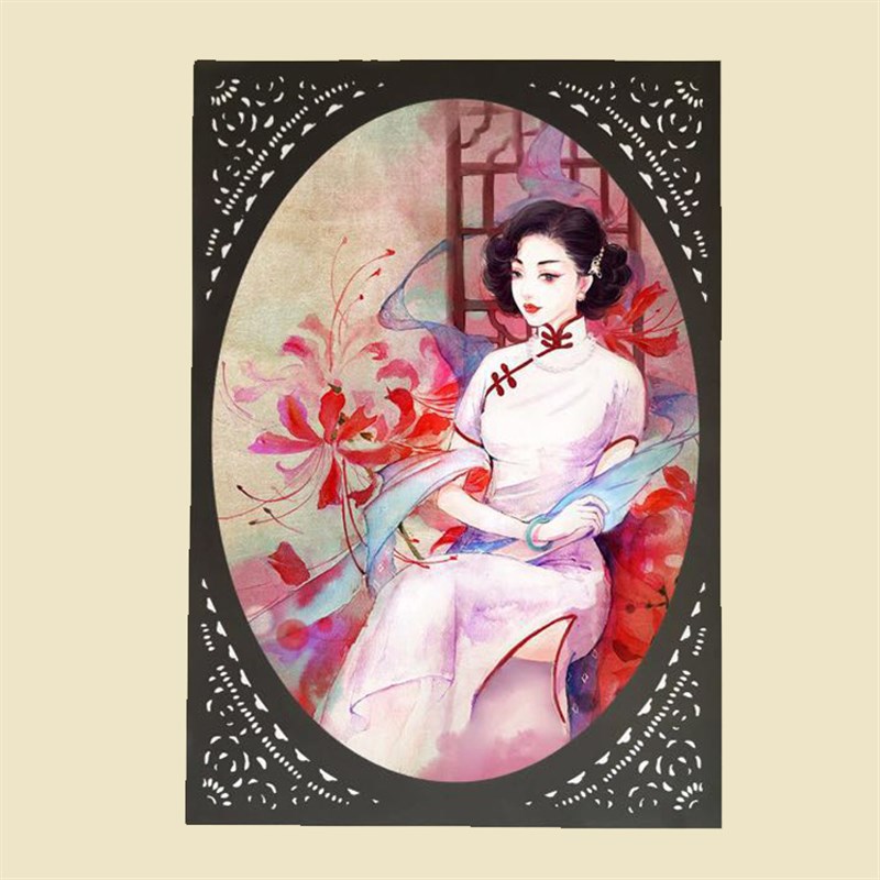 8k古风c彩色卡纸硬卡纸绘画素描水粉彩铅画画纸中国风边框裱边彩