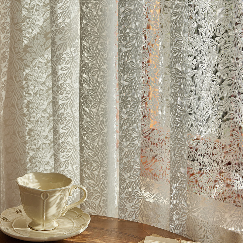 法式蕾丝窗帘白色纱帘阳台客厅绿色毛球花边免打孔魔术贴隔断门帘,居家布艺,定制窗帘,淘宝优惠券,粉丝福利购,淘宝优惠卷