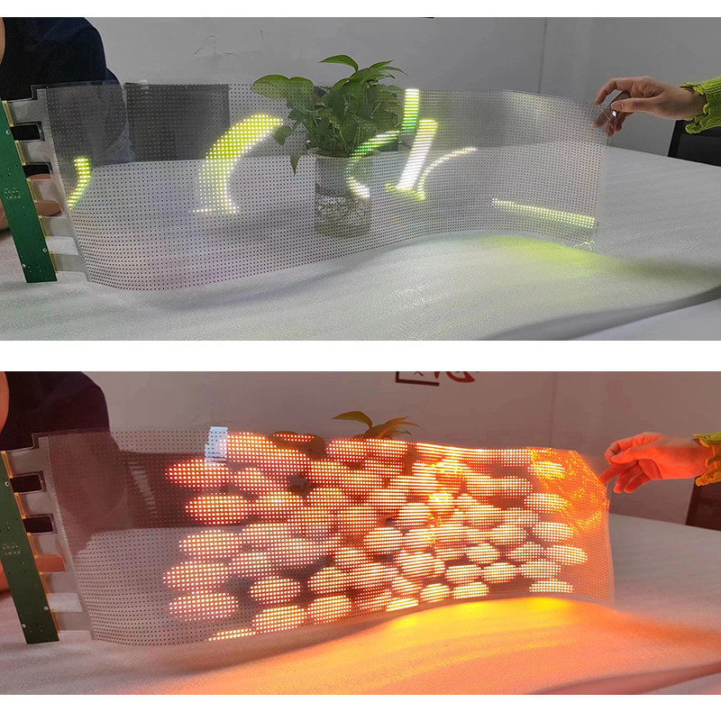 柔性led显示屏透明屏光电玻璃屏晶膜屏g弧形屏贴膜屏led软屏曲面