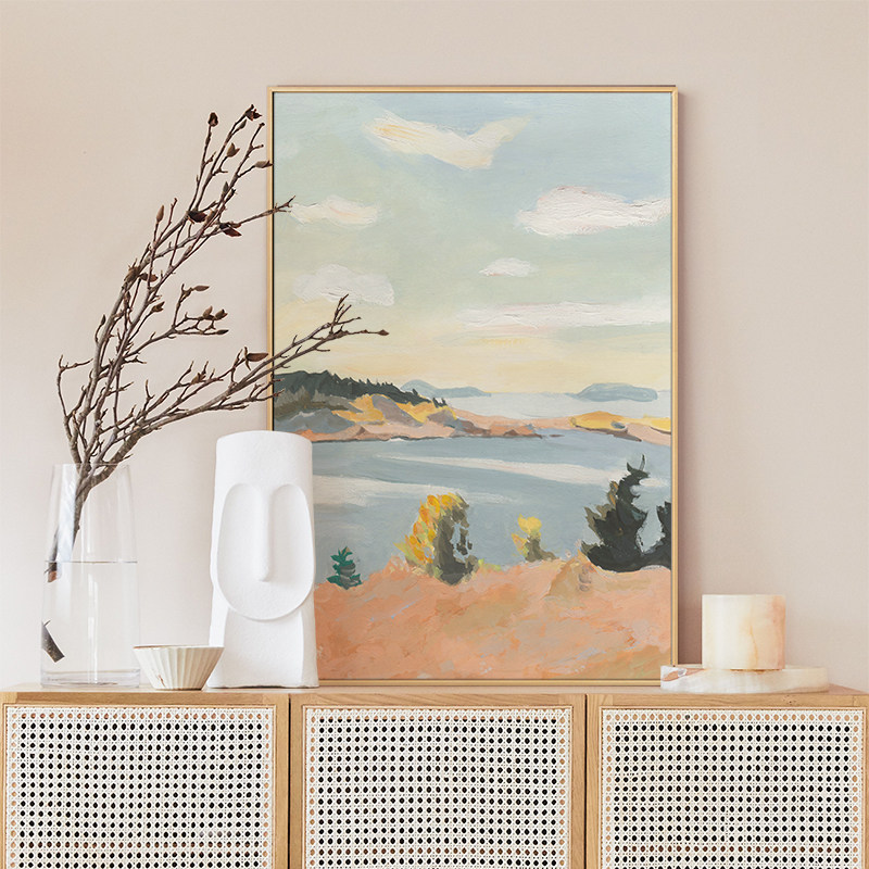 热销北欧原木风抽象风景画客厅装饰画卧室落地画餐厅摆画玄关竖版