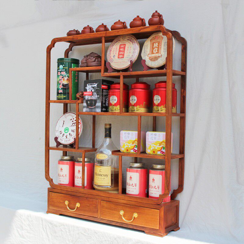 博古架花梨木中式多宝阁1米抽屉茶艺茶具工艺品摆件客厅隔断展示