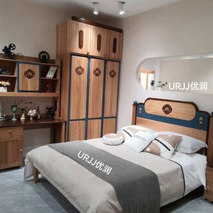 红檀木儿童实木床男孩1.2床男生全1.35M实木床青少年1.5米男童床