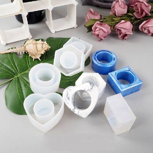 新品4 Shapes Minimalisrt Napkin Holders Ring Resin Molds Kit