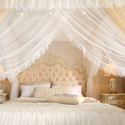 宫廷落地蚊帐家用卧室2022高级加密加厚支架三开门2023新款公主风