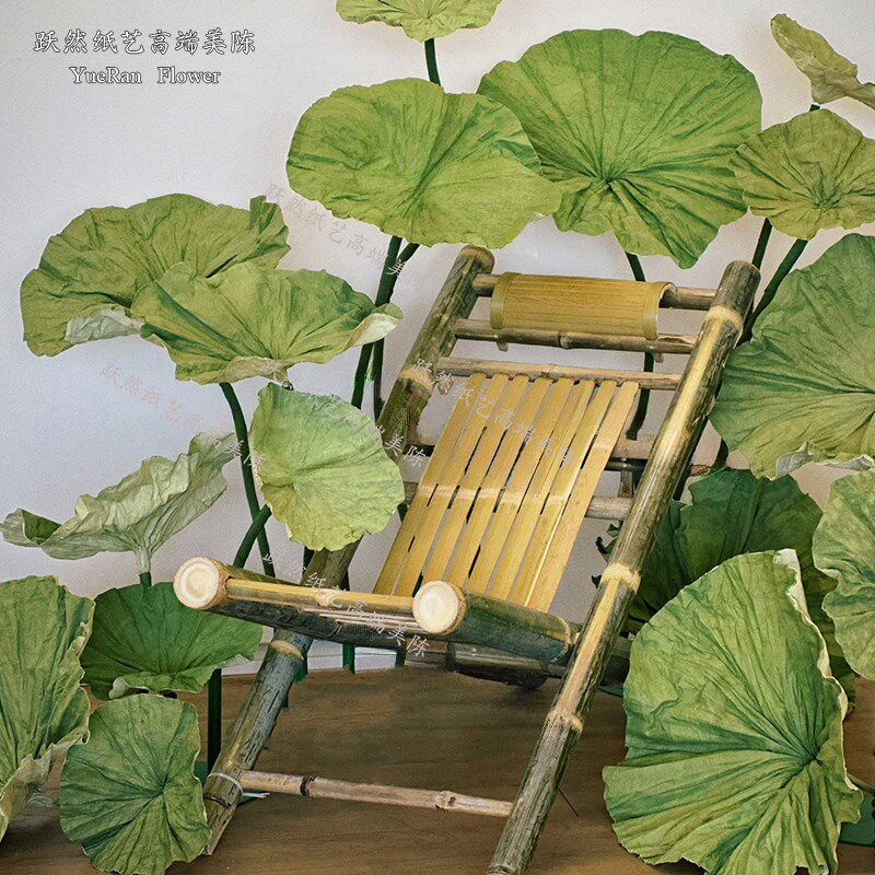 夏季美陈绿色纸艺荷叶菏叶莲叶装饰场景商场售楼处部dp点装置艺术
