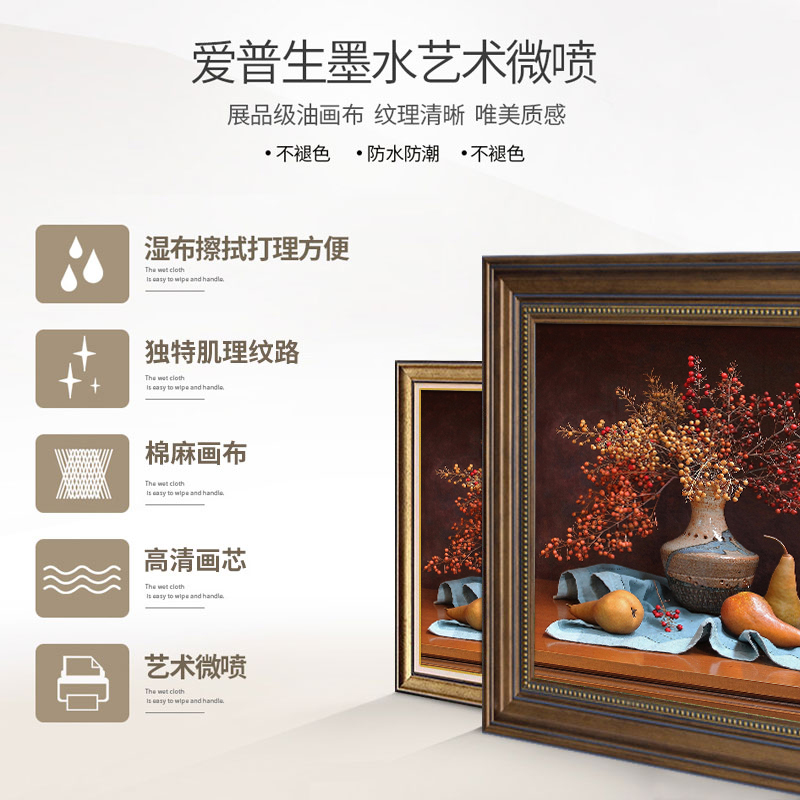 餐厅装饰画2021新款水果静物油画美式饭厅背景墙面挂画玄关壁画图片