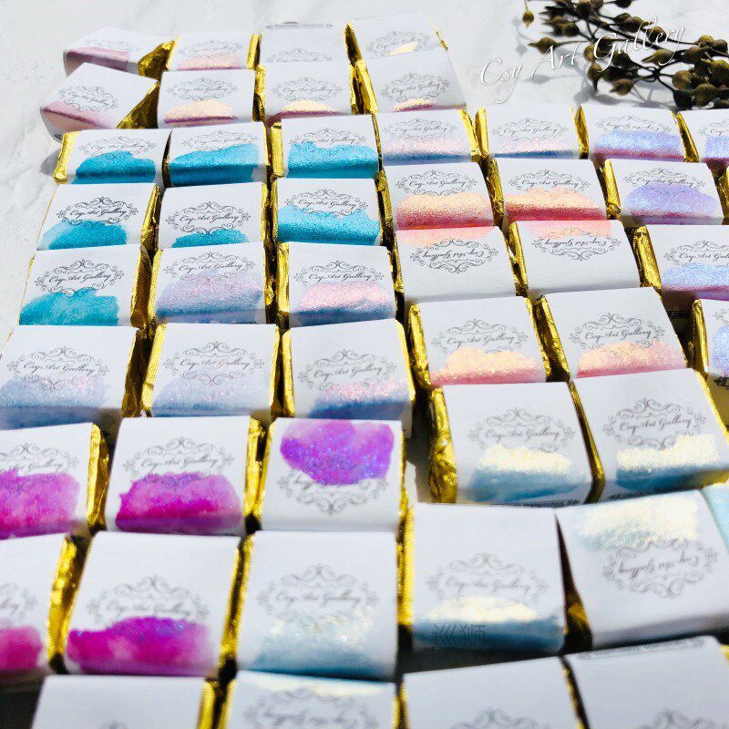 Handmade 36 Colors Metallic Solid Watercolor Paint Blooming