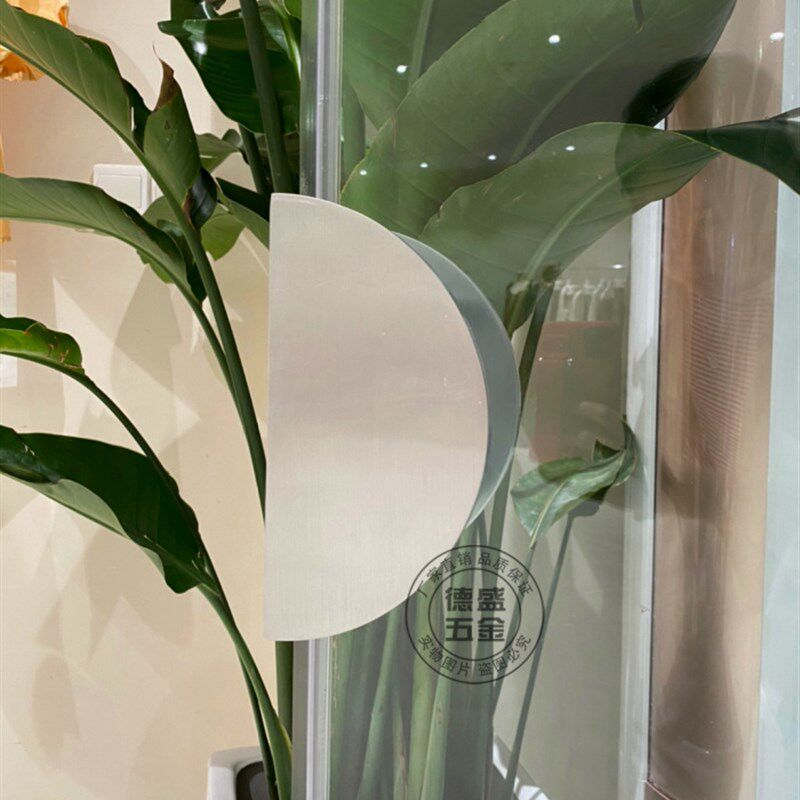 半圆形地弹玻璃门拉手现代极简约不锈钢色大门把手实木门拉手轻奢