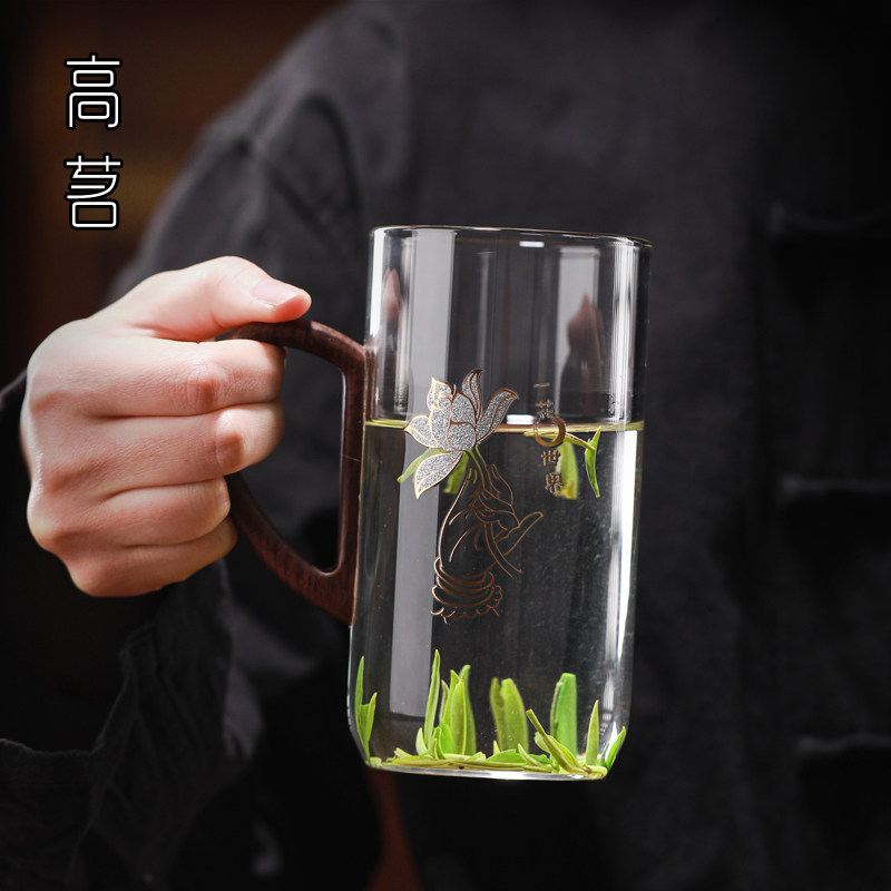 茶馆绿茶玻璃杯子耐高温带把泡茶杯男士喝茶个人茶道水杯,餐饮具,茶杯,淘宝优惠券,粉丝福利购,淘宝优惠卷