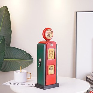 饰品个性 金属加油机模型美式 装 复古摆件酒柜家具桌面欧式 创意 风格