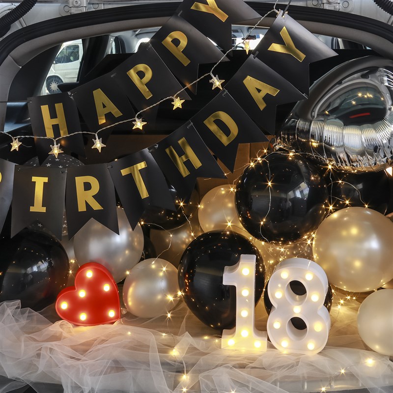 后备箱惊喜生日布置男孩女孩18岁成人J礼气球车尾箱浪漫惊喜装饰