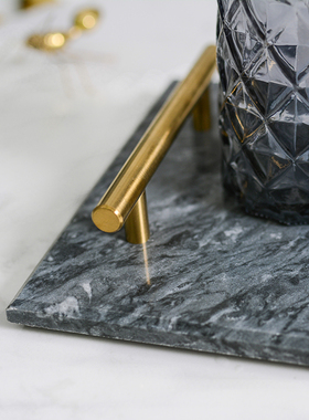 卫生间摆件卫浴套装组合灰色大理石托盘现代样板房样板间软装装饰