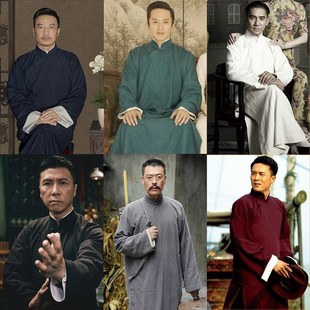 民国风男装长衫m长袍影楼说评书马褂全家福大褂相声服装