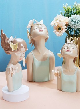 北欧轻奢女孩树脂工艺品ins摆件客厅摆件家居电视柜桌面新家装饰