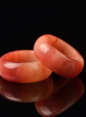 天然血料驼骨戒指骆驼骨指环满血料骨头红色男女款动物骨头兽文玩