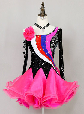 拉丁舞裙连衣裙表演比赛服大摆裙牛仔伦巴恰恰三步踩表演出服专业