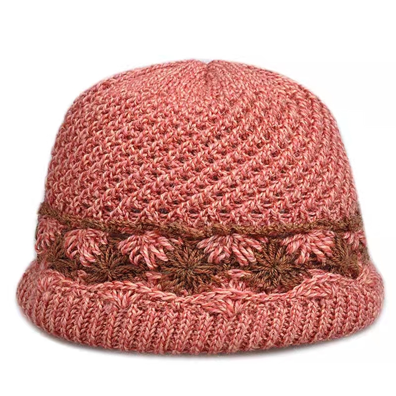 春秋透气薄款中老年人毛线帽子老太太帽子老奶奶帽单层针织毛线帽