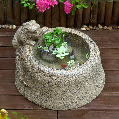 庭院户外小鱼池造景布置阳台院内鱼缸流水摆件循环水石槽带流水