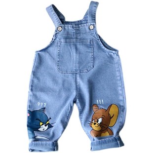 夏季新款男童薄牛仔背带裤1-3岁宝宝七九分裤小童夏装韩版潮连体
