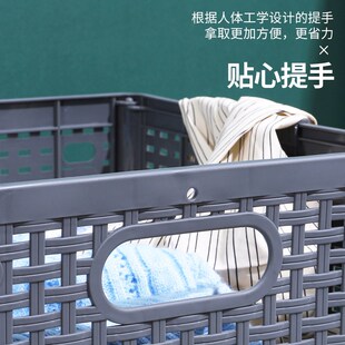 脏衣篮家用收纳筐塑料镂空可折叠脏衣篓多功能手X提收纳篮 日式
